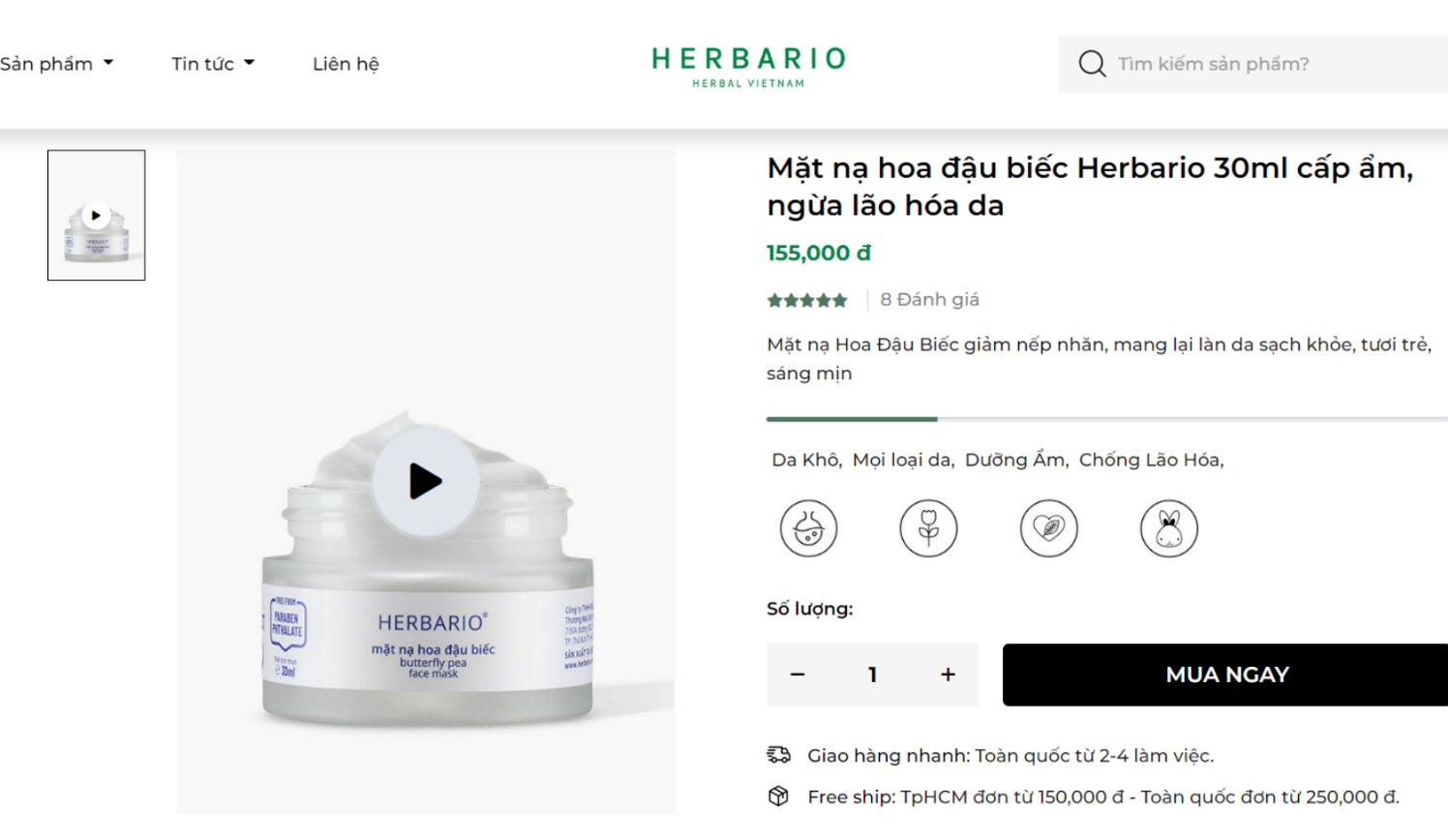 Sản phẩm được đăng bán tại website chính hãng Herbario
